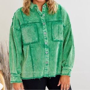 NWT UMGEE 100% Cotton Corduroy Green Shacket , oversized 1xl